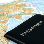 Travel with passport and map